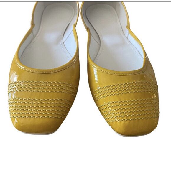 HOGAN Women US 6.5 Patent Leather Ballet Flats D’Orsay Yellow Italy Coquette - Picture 3 of 7